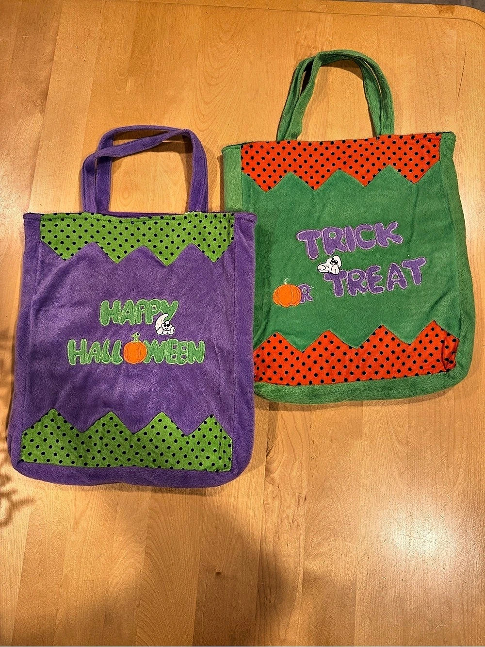 Halloween Tote Bag Set Green & Purple
